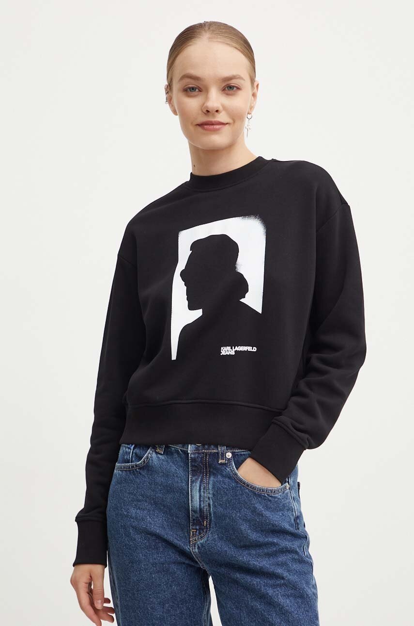 

Суичър Karl Lagerfeld Jeans в черно с принт 245J1806, Черен