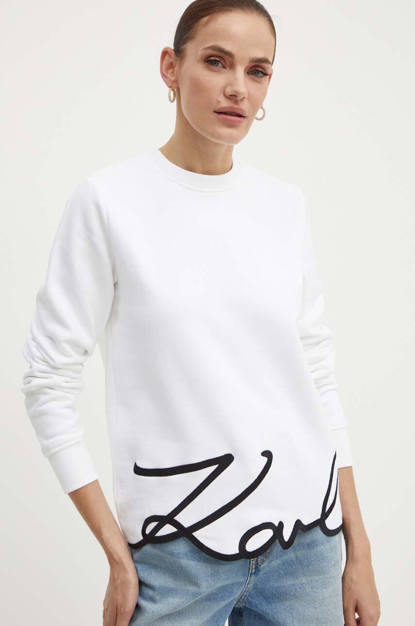

Суичър Karl Lagerfeld в бяло с изчистен дизайн 245W1815, Бял