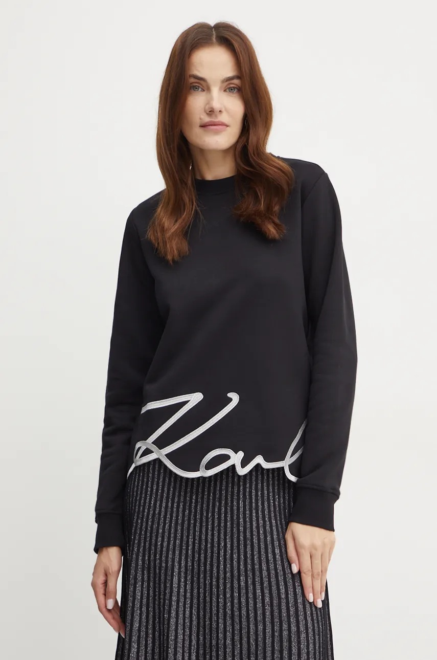 

Суичър Karl Lagerfeld в черно с изчистен дизайн 245W1815, Черен