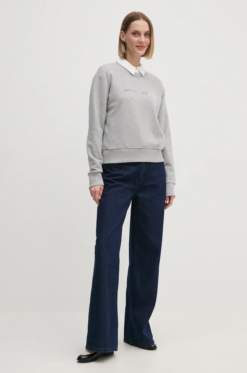 Хлопковая кофта United Colors of Benetton женская цвет серый с принтом 3J68D107Z Хлопковая кофта United Colors of Benetton женская цвет серый с принтом 3J68D107Z