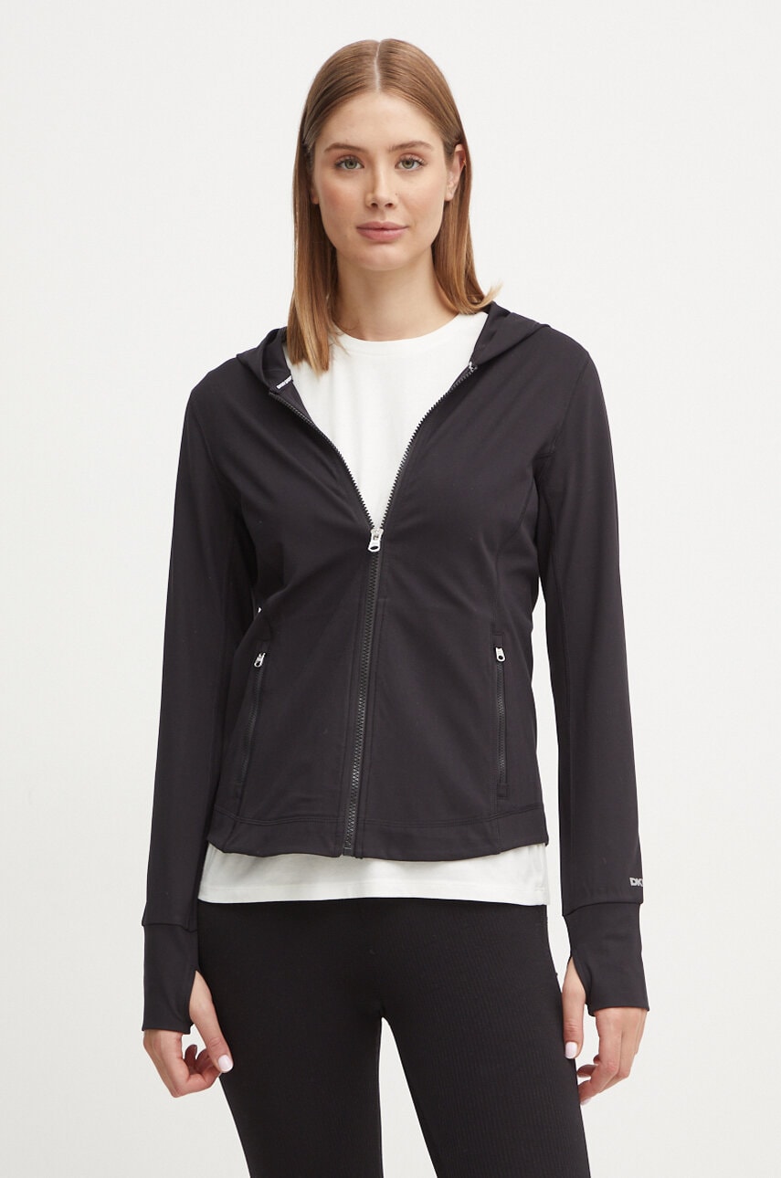 Dkny bluza femei, culoarea negru, cu glugă, neted, DP4J9408 Dkny bluza femei, culoarea negru, cu glugă, neted, DP4J9408