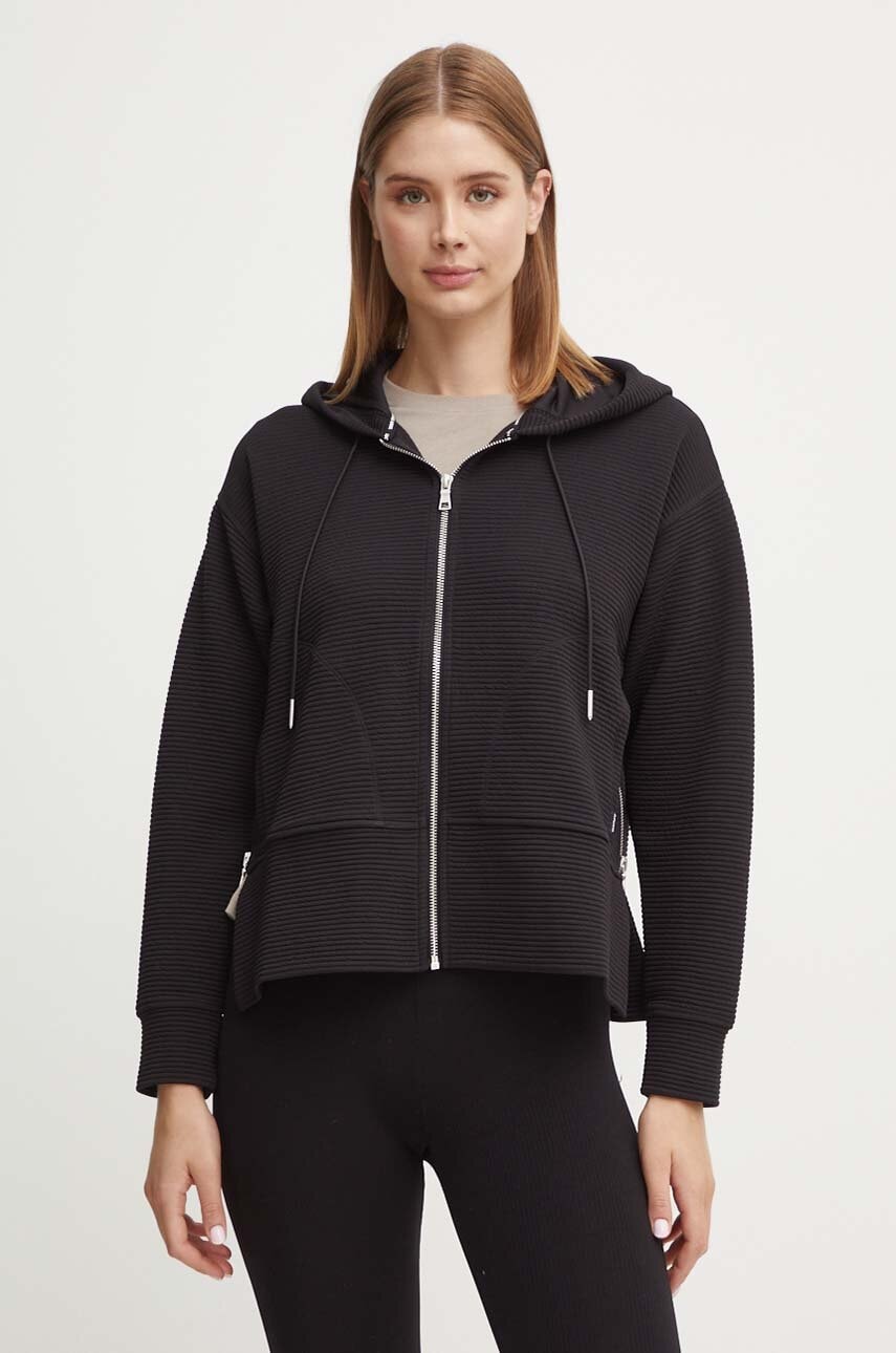 Dkny bluza femei, culoarea negru, cu glugă, neted, DP4J9312 Dkny bluza femei, culoarea negru, cu glugă, neted, DP4J9312