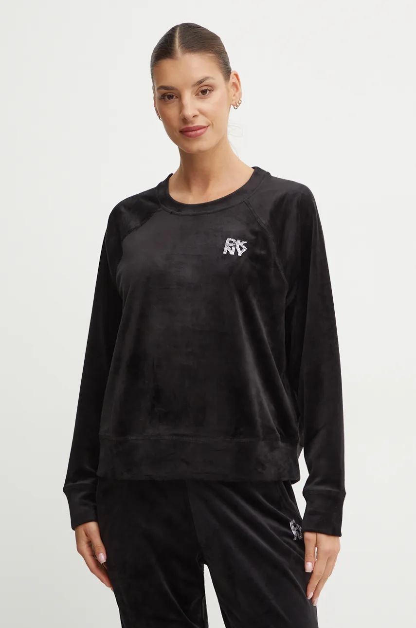 

Кадифен суичър Dkny в черно с апликация DP4T1057, Черен