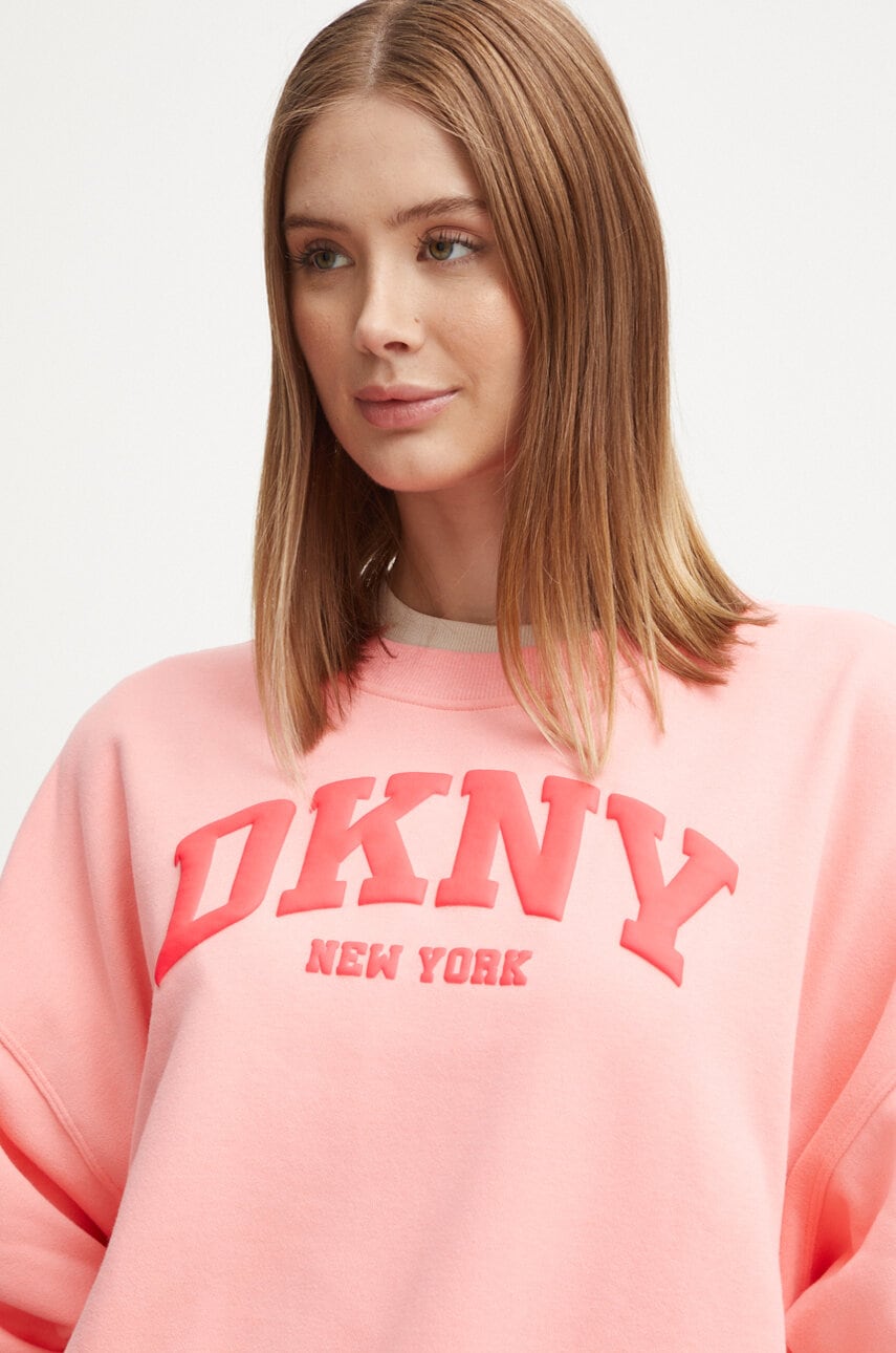 Dkny bluza femei, culoarea roz, cu imprimeu, DP4T9944