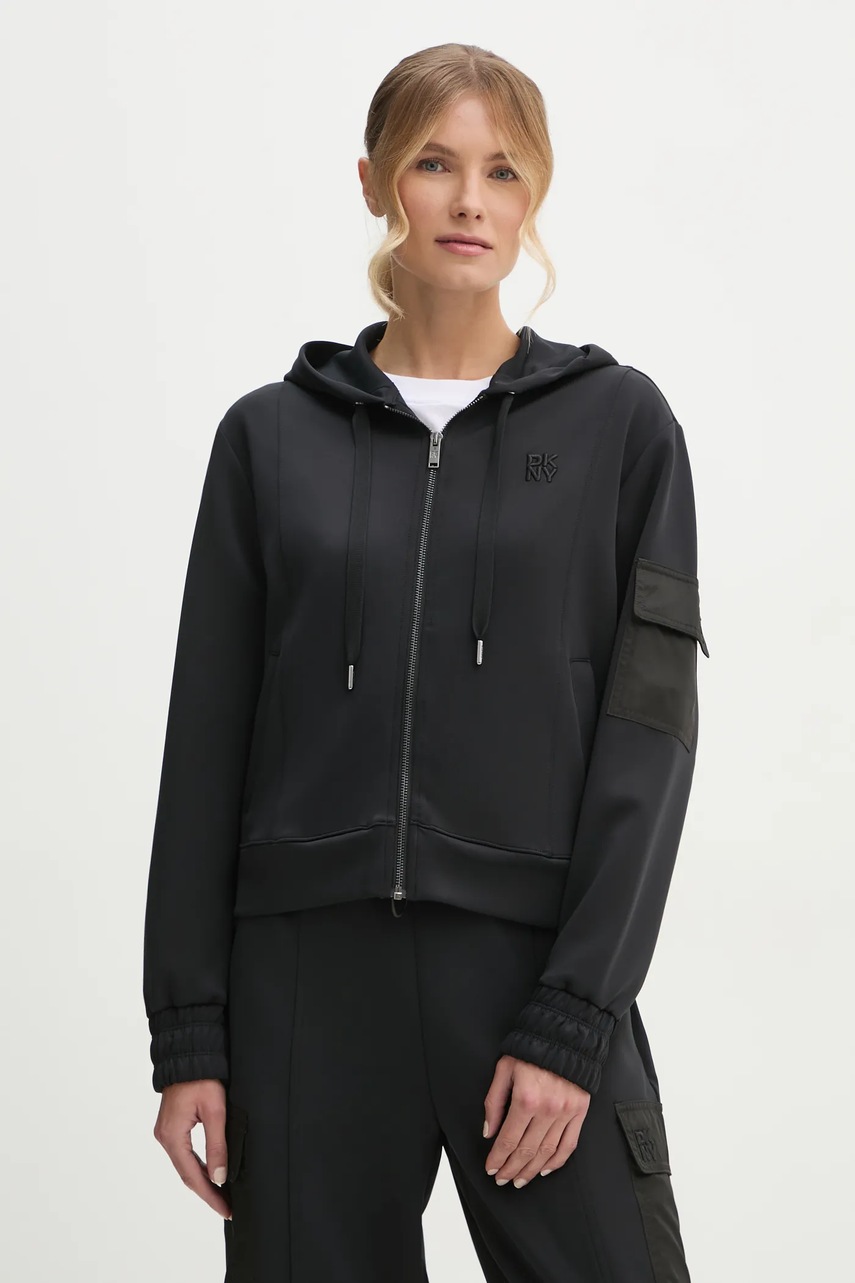

Суичър Dkny в черно с качулка с изчистен дизайн P4ME6XQC, Черен