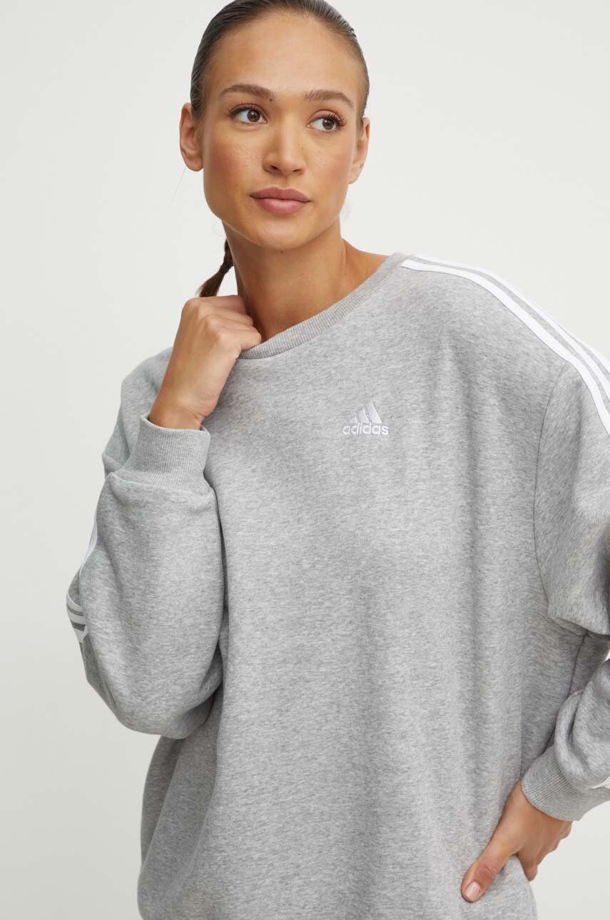 Dukserica adidas Essentials za žene, boja: siva, melanž, IM0220