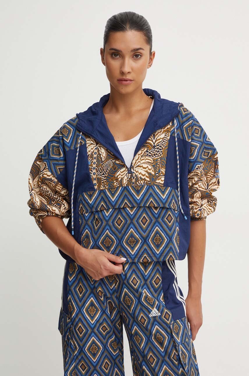 adidas bluză x Farm Rio femei, culoarea albastru marin, de tranzitie, IV9748