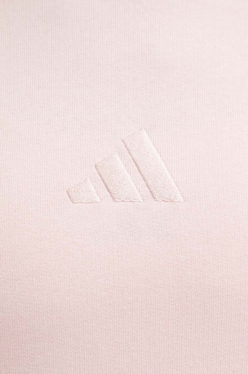 Бавовняна кофта adidas All SZN жіноча колір рожевий з капюшоном однотонна IY6812 