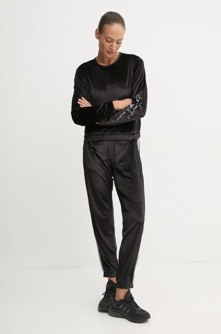 Кофта из велюра EA7 Emporio Armani цвет чёрный с аппликацией TJZDZ.6DTM28 Кофта из велюра EA7 Emporio Armani цвет чёрный с аппликацией TJZDZ.6DTM28