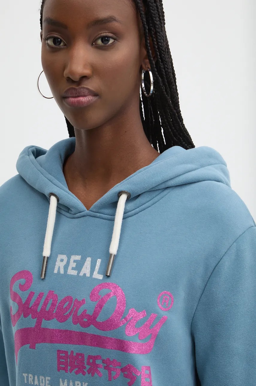 

Суичър Superdry в синьо с качулка с принт W2012148A-1WZ, Син