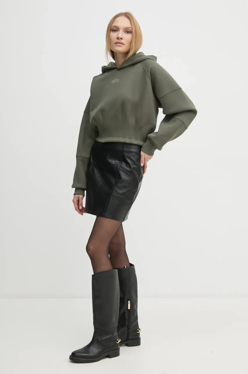 Кофта Alpha Industries женская цвет зелёный с капюшоном с принтом 148041 Кофта Alpha Industries женская цвет зелёный с капюшоном с принтом 148041