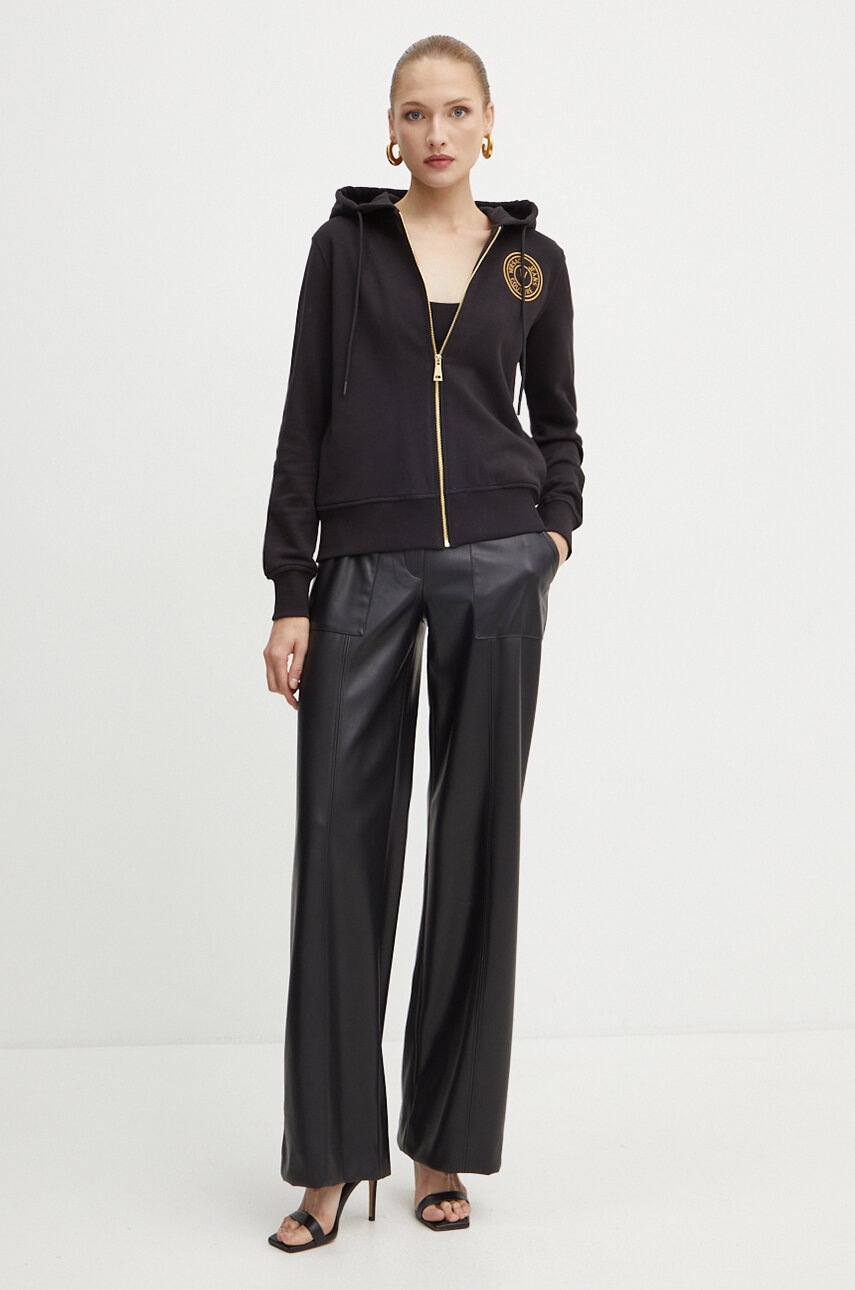 Βαμβακερή μπλούζα Versace Jeans Couture γυναικεία, χρώμα: μαύρο, με κουκούλα, 77HAIT00 CF01T φωτογραφία