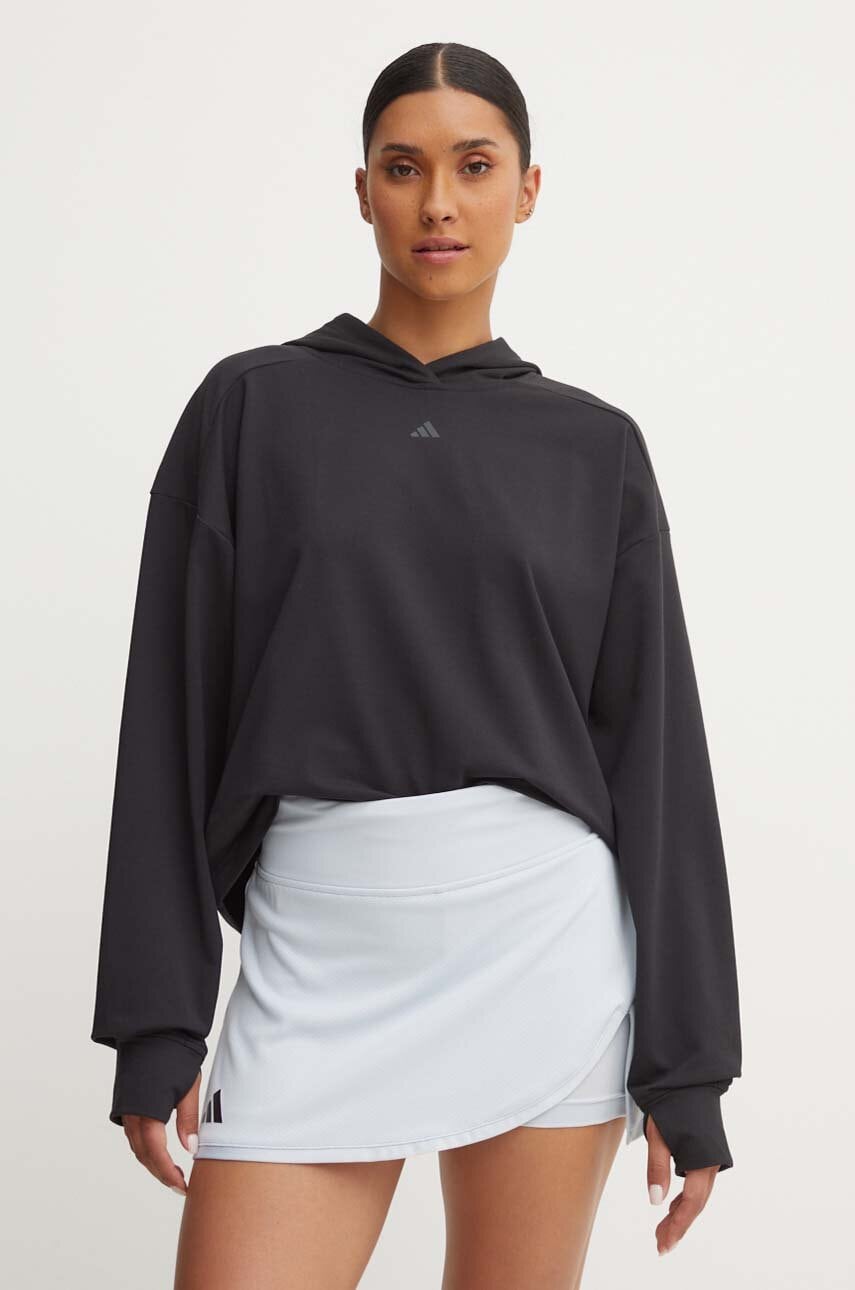 adidas Performance hanorac de antrenament Power culoarea negru, cu glugă, uni, IV9219 adidas Performance hanorac de antrenament Power culoarea negru, cu glugă, uni, IV9219