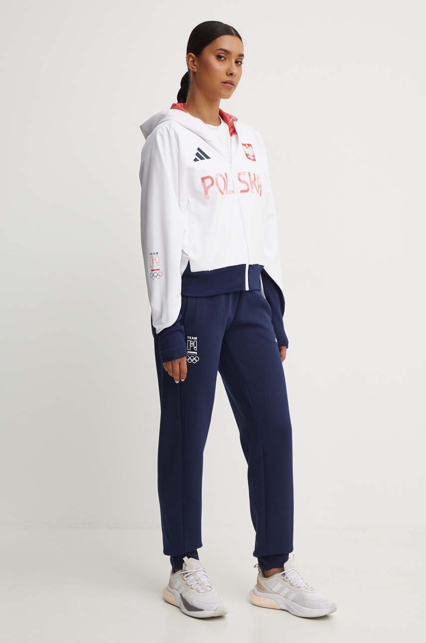 Φούτερ προπόνησης adidas Performance Polska χρώμα: άσπρο, με κουκούλα, JF6671 φωτογραφία