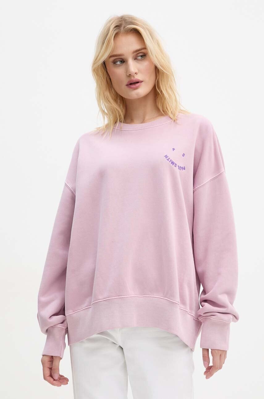 PS Paul Smith hanorac de bumbac femei, culoarea violet, cu imprimeu, W2R.185VE.N21169