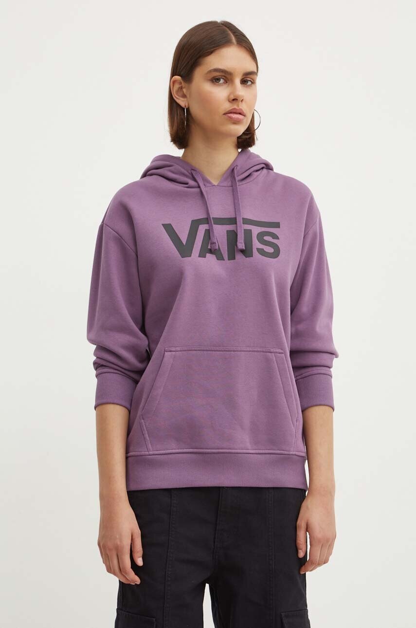 Vans bluza femei, culoarea violet, cu glugă, cu imprimeu, VN000A5RCIF1