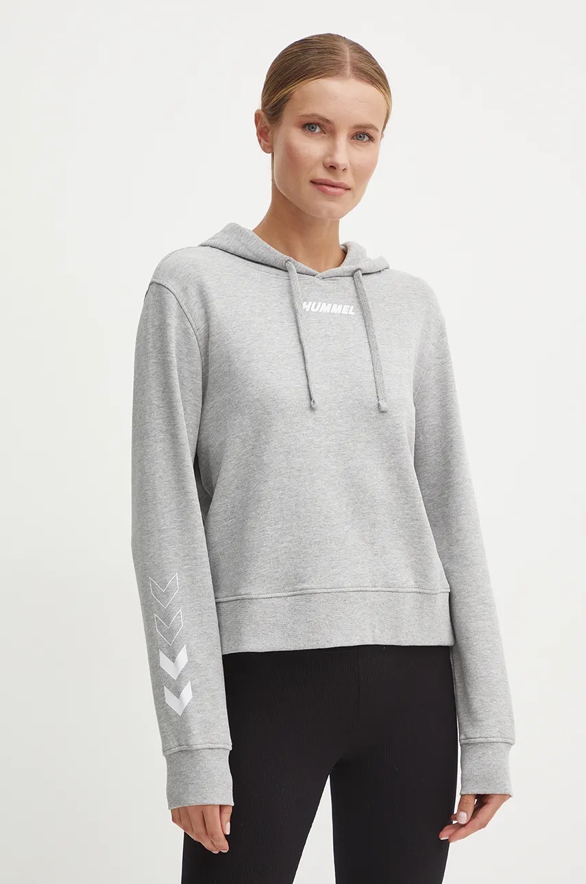 

Суичър Hummel в сиво с качулка с меланжов десен 225889, Сив