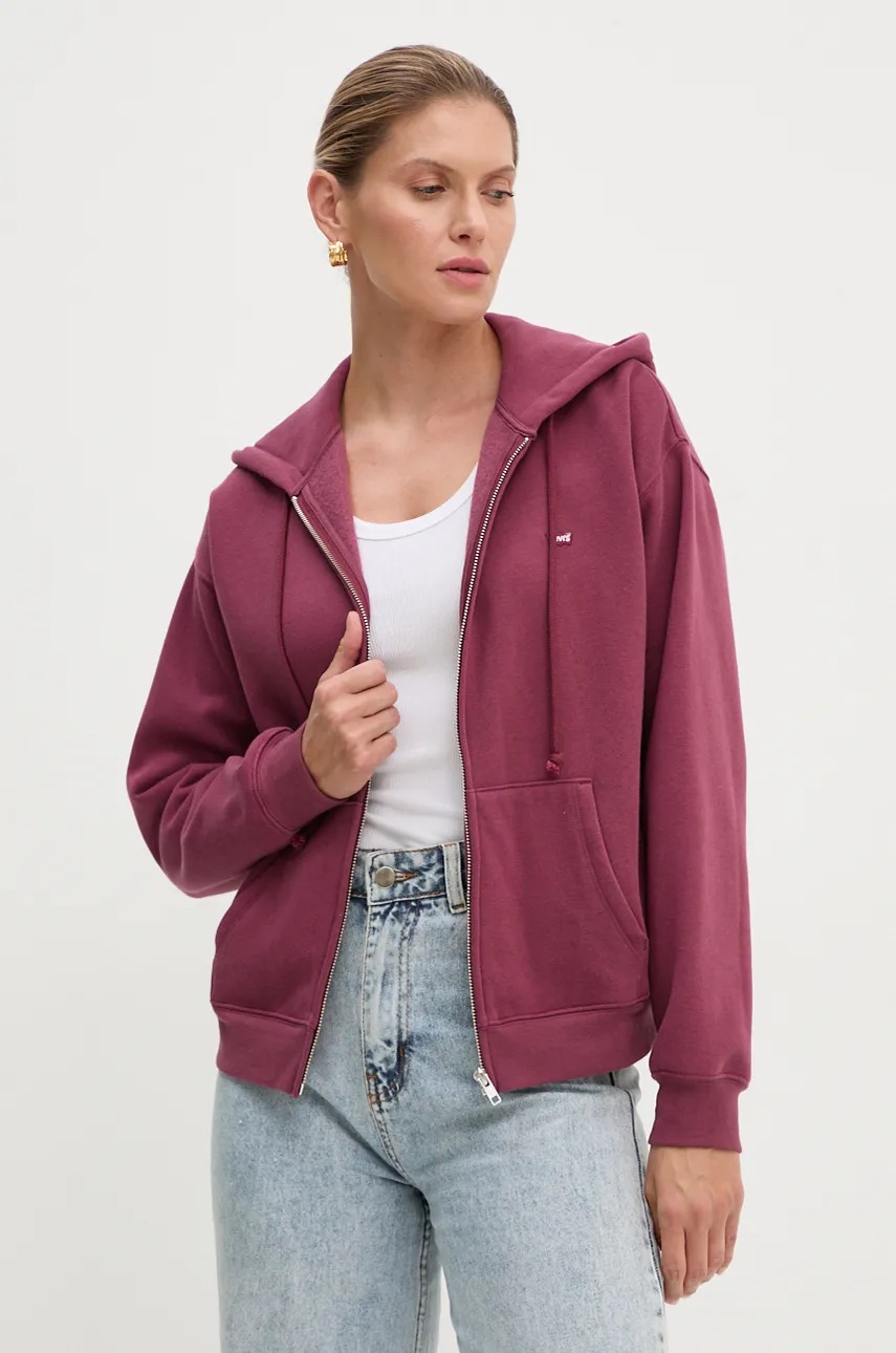 

Суичър Levi's в червено с качулка с изчистен дизайн A5945, Бордо
