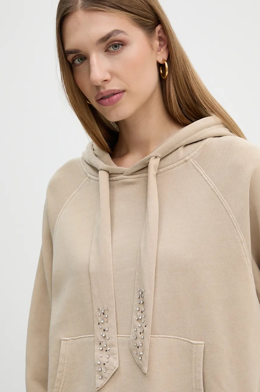 Μπλούζα Pepe Jeans FALISTA χρώμα: μπεζ, με κουκούλα, PL581451 φωτογραφία