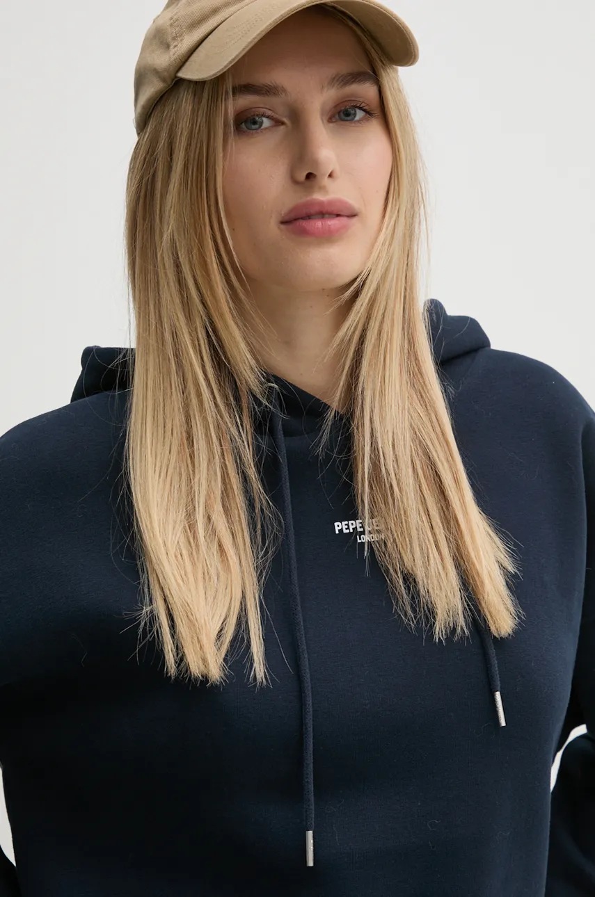 Кофта Pepe Jeans FERGIE жіноча колір синій з капюшоном з принтом PL581455 