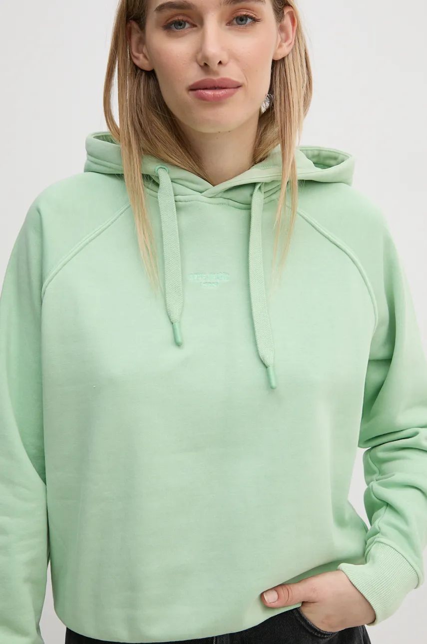 Pepe Jeans bluza FELICITY HOODIE femei, culoarea verde, cu glugă, neted, PL581462