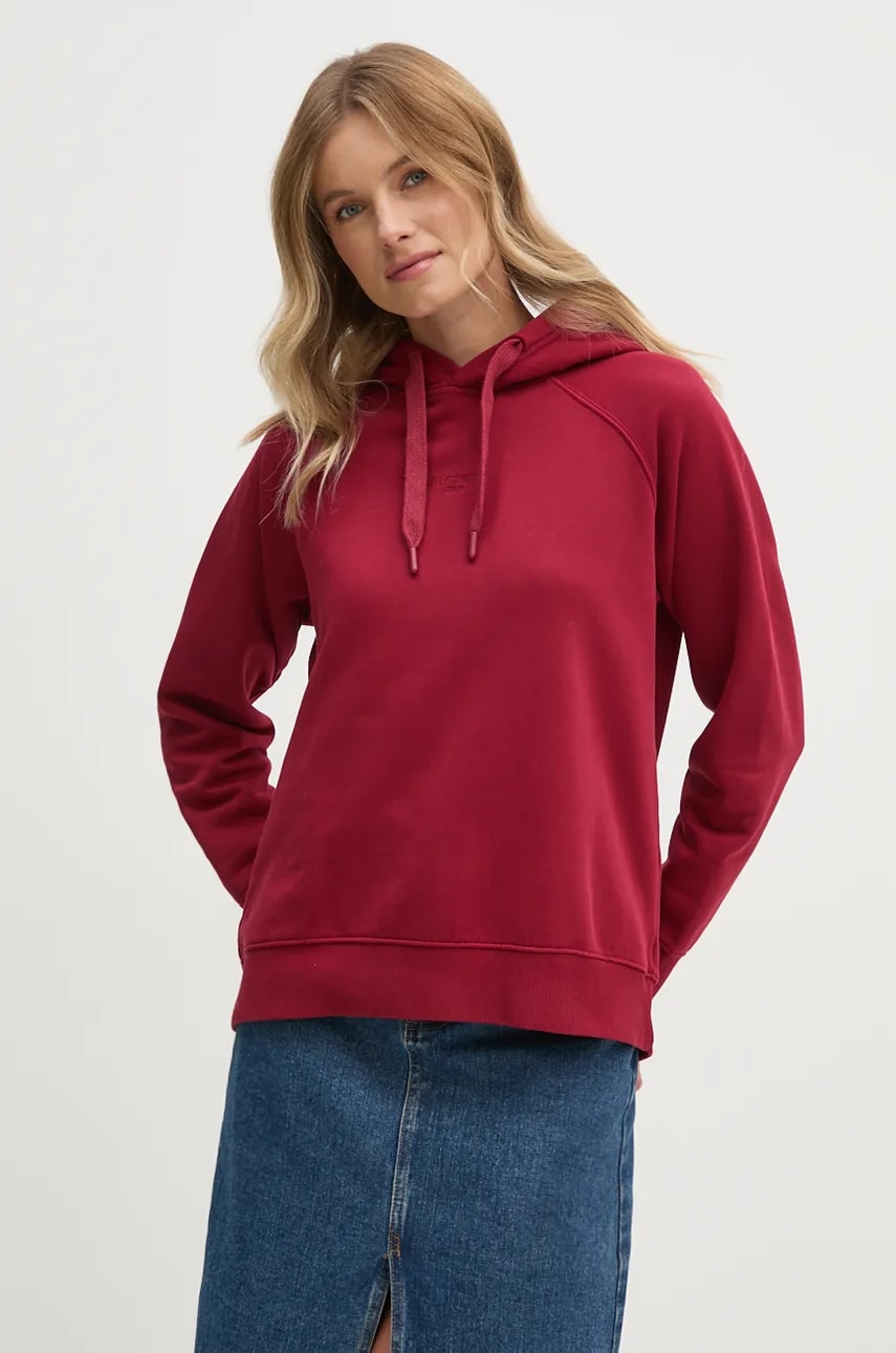 Pepe Jeans bluza FELICITY HOODIE femei, culoarea rosu, cu glugă, neted, PL581462 Pepe Jeans bluza FELICITY HOODIE femei, culoarea rosu, cu glugă, neted, PL581462