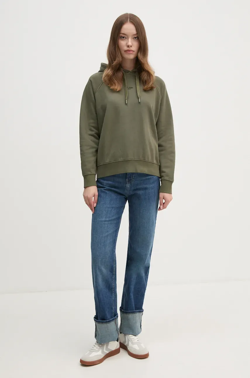 Кофта Pepe Jeans FELICITY HOODIE женская цвет зелёный с капюшоном однотонная PL581462 Кофта Pepe Jeans FELICITY HOODIE женская цвет зелёный с капюшоном однотонная PL581462