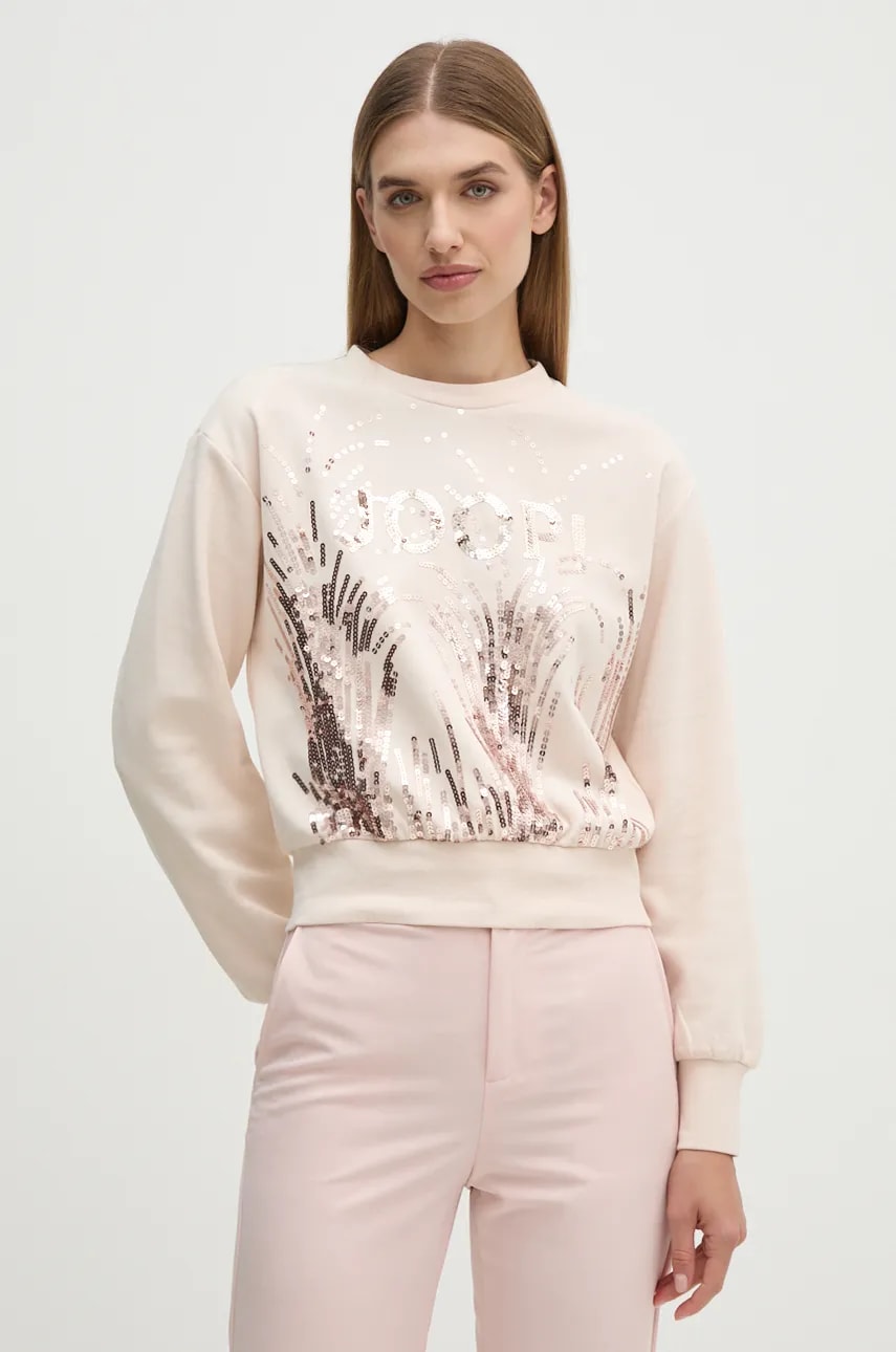 Joop! bluza femei, culoarea bej, cu imprimeu, 30043704