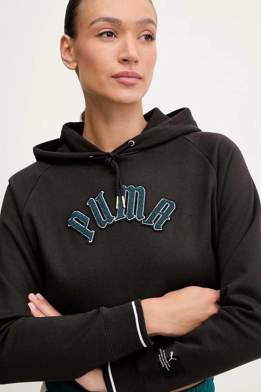 Μπλούζα Puma Classics Play Paris Relaxed Hoodie χρώμα: μαύρο, με κουκούλα, 627484 φωτογραφία