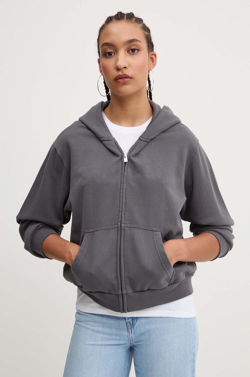 Hollister Co. bluza femei, culoarea gri, cu glugă, neted, KI352-4151