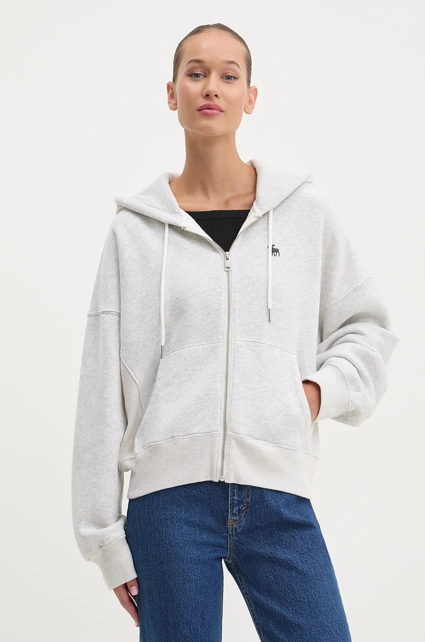 

Суичър Abercrombie & Fitch в сиво с качулка с меланжов десен KI152-4161, Сив
