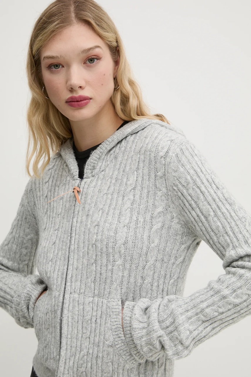 Superdry cardigan femei, culoarea gri, W6110556A-B6E Superdry cardigan femei, culoarea gri, W6110556A-B6E