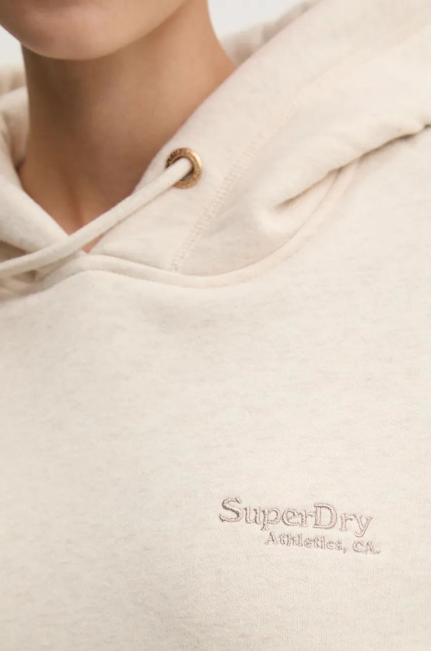 Dukserica Superdry za žene, boja: bež, s kapuljačom, bez uzorka, W2012180A-9VP