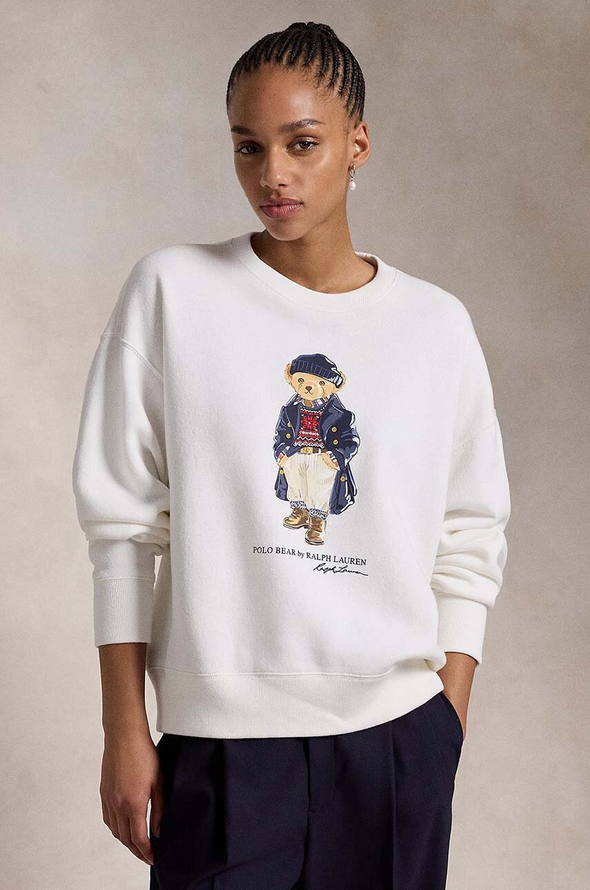

Памучен суичър Polo Ralph Lauren в бяло с принт 211947947, Бял