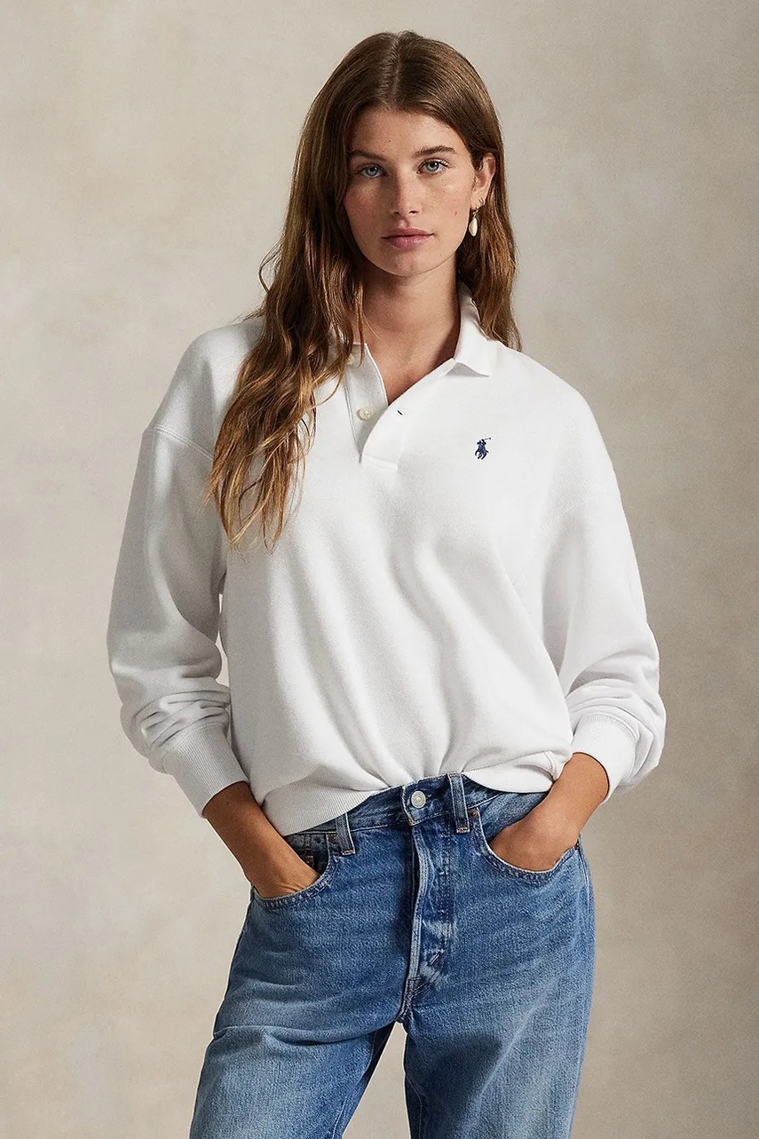 Levně Mikina Polo Ralph Lauren dámská, bílá barva, hladká, 211947966