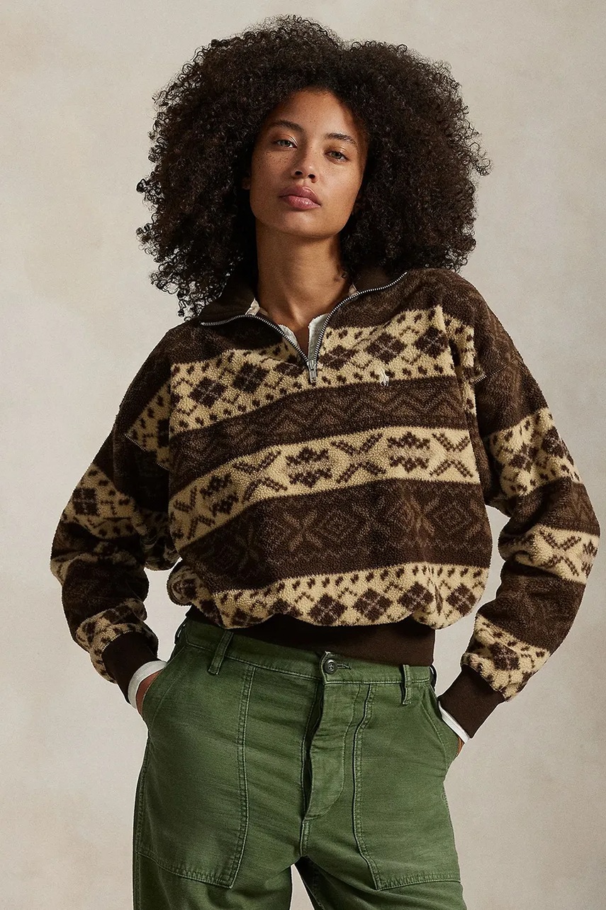 

Суичър Polo Ralph Lauren в кафяво с десен 211947972, Кафяв