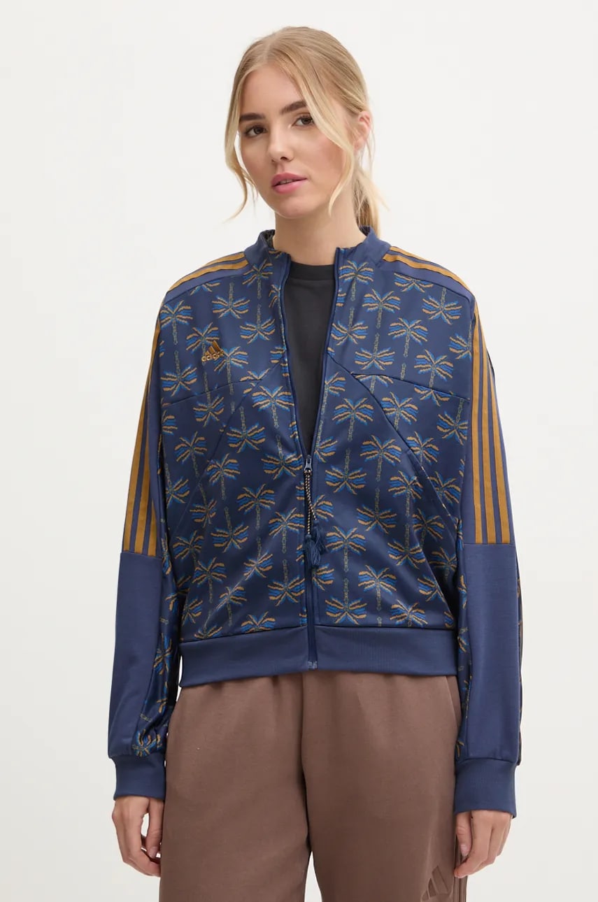 adidas bluza x Farm Rio femei, culoarea albastru marin, modelator, IV9763 adidas bluza x Farm Rio femei, culoarea albastru marin, modelator, IV9763
