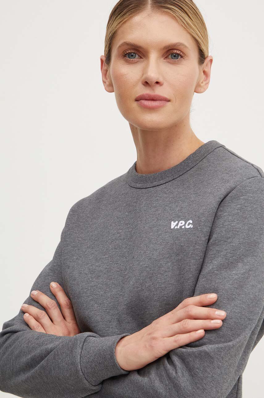 Pamučna dukserica A.P.C. sweat boxy petit vpc za žene, boja: siva, bez uzorka, COHBR.F27918