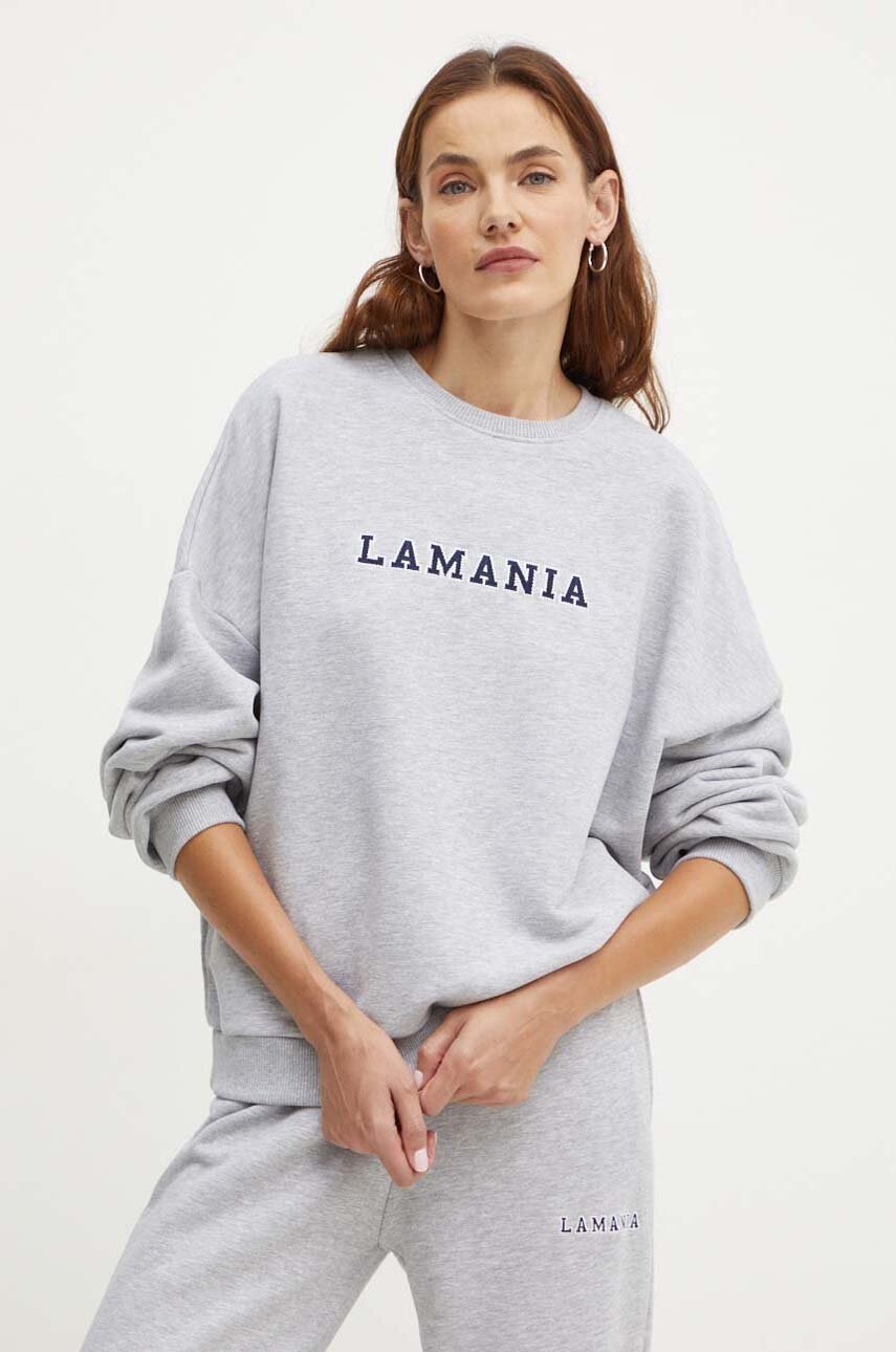 La Mania bluza PL femei, culoarea gri, melanj, RETRO