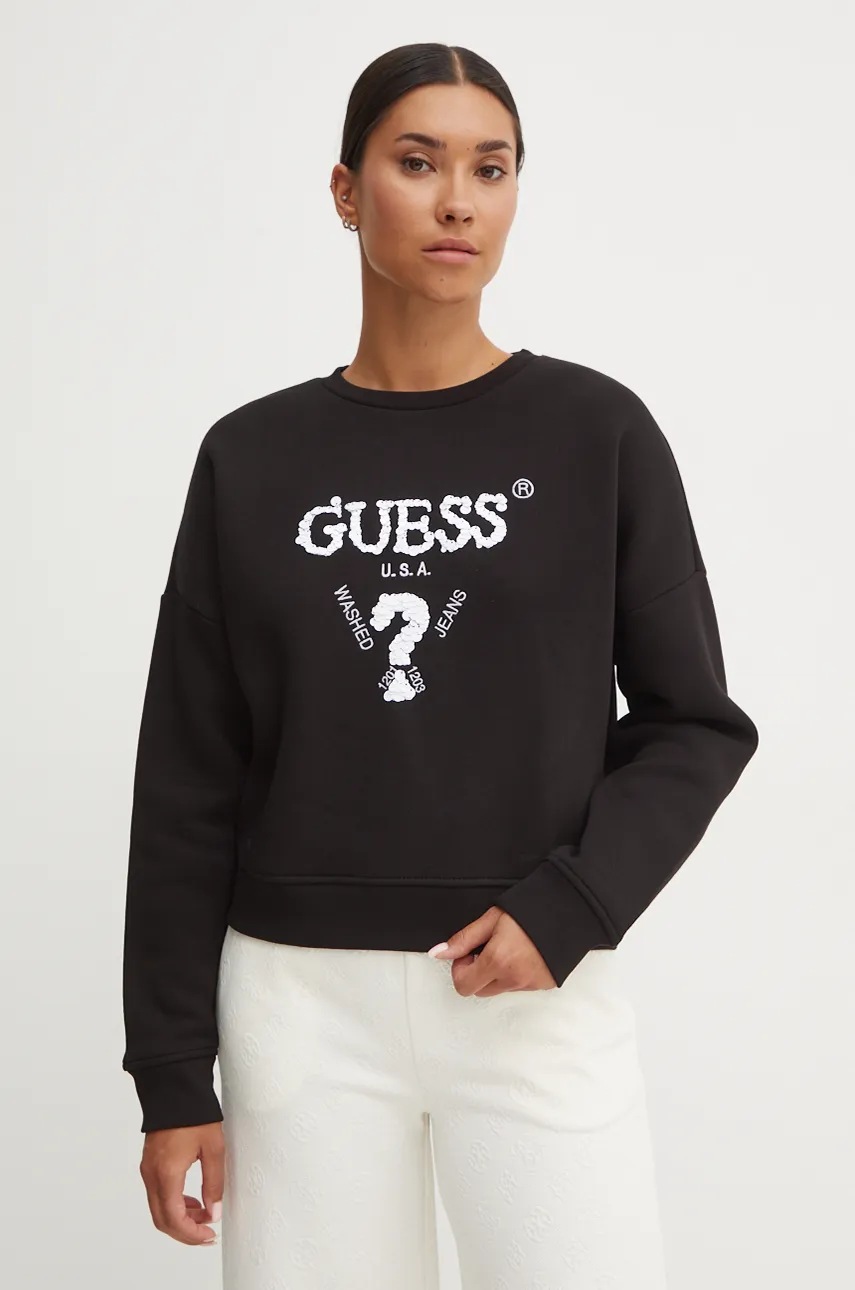 

Суичър Guess SARAH в черно с апликация V4BQ11 KCHX0, Черен