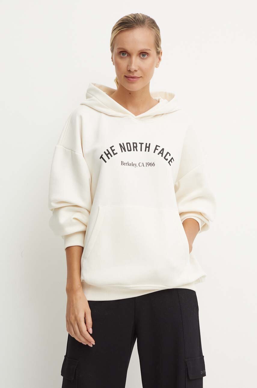 

Суичър The North Face Hoodie Varsity Graphic в бежово с качулка с принт NF0A89CSQLI1, Бежов