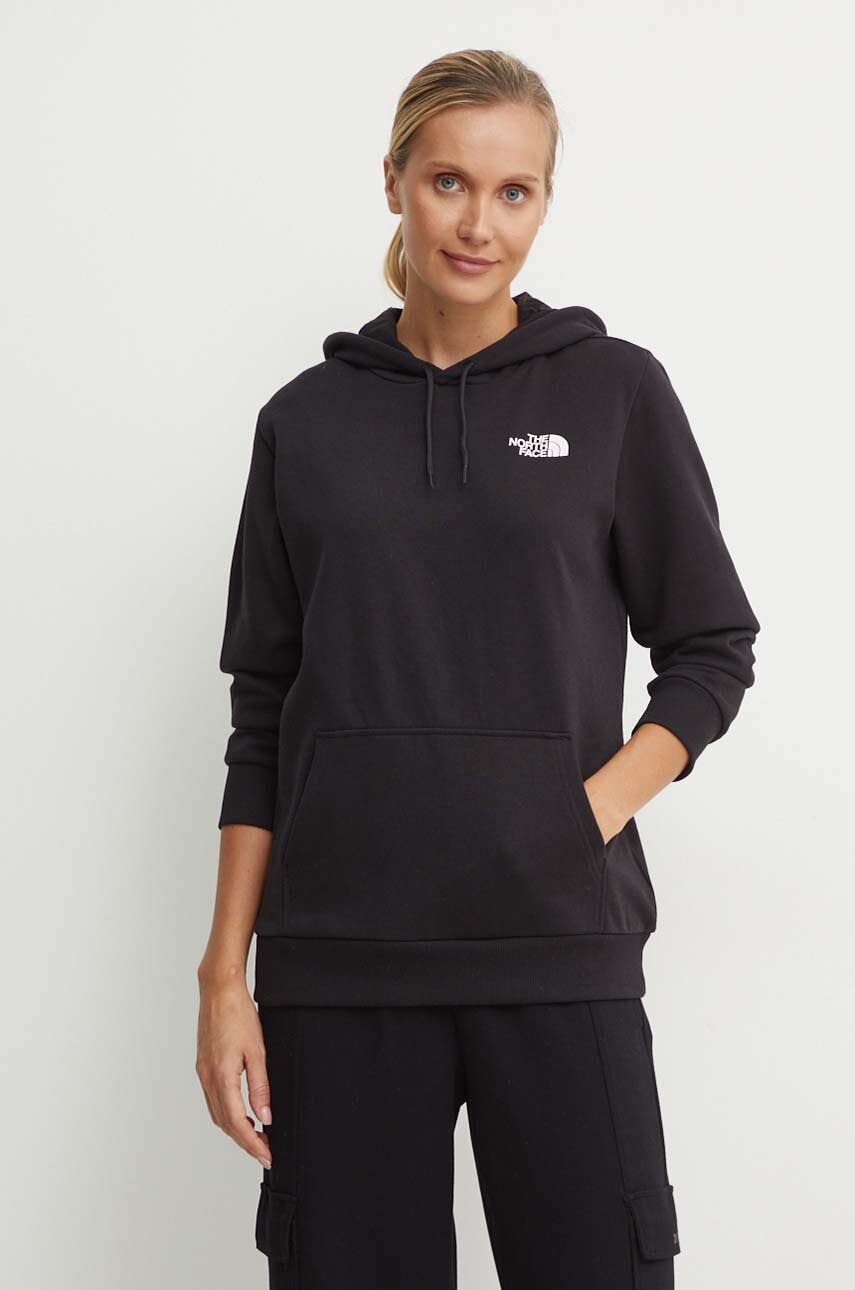 The North Face bluza Simple Dome Hoodie femei, culoarea negru, cu glugă, cu imprimeu, NF0A89EYJK31 The North Face bluza Simple Dome Hoodie femei, culoarea negru, cu glugă, cu imprimeu, NF0A89EYJK31