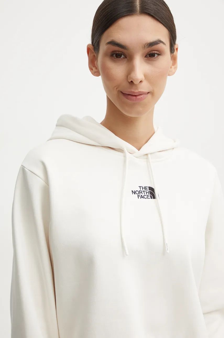 Dukserica The North Face Essential Crop Hoodie za žene, boja: bež, s kapuljačom, bez uzorka, NF0A89EXQLI1