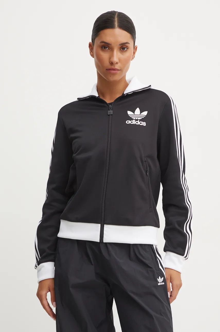 adidas Originals bluză Adicolor femei, culoarea negru, cu imprimeu, IW3174