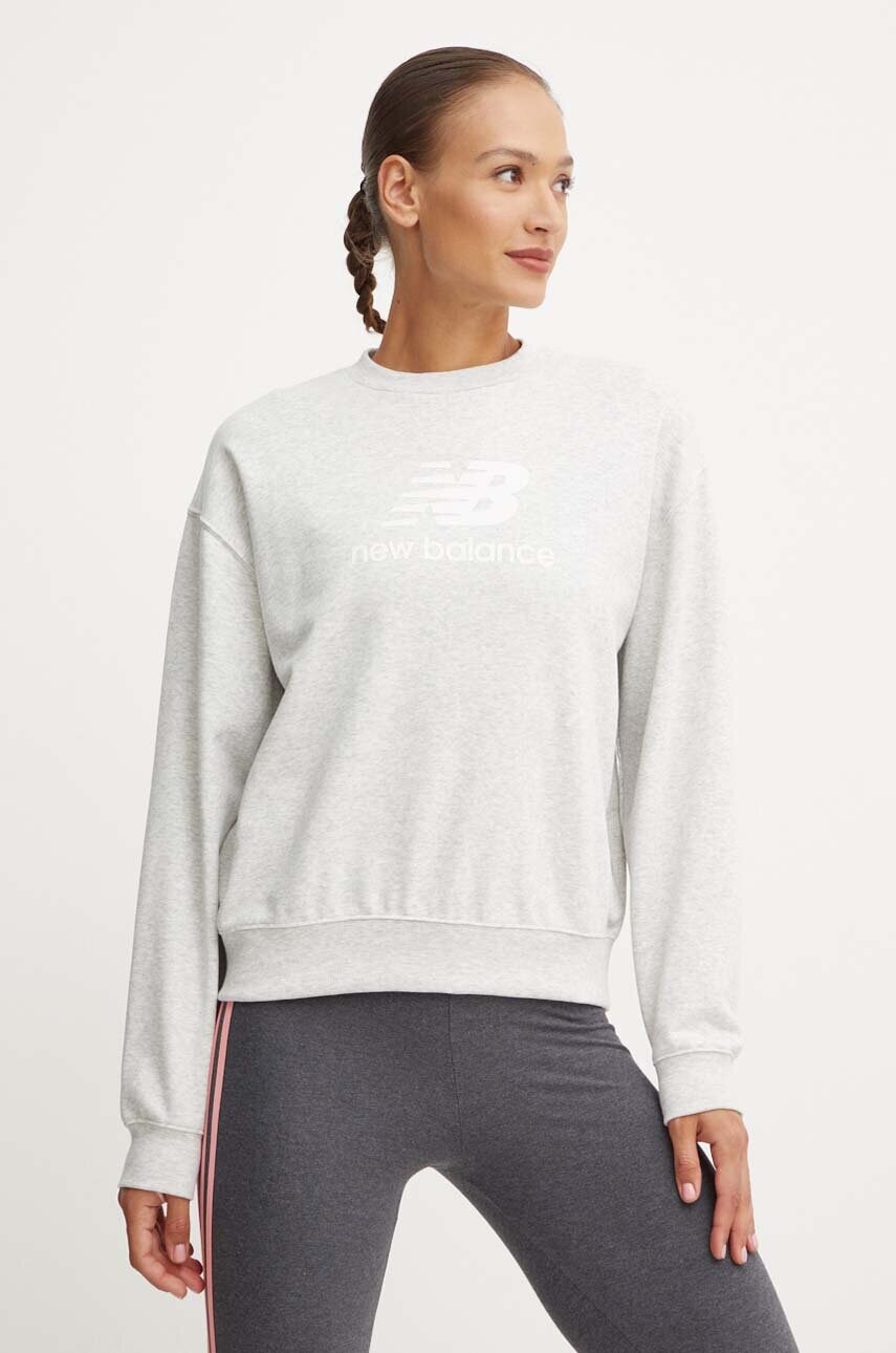 New Balance bluza femei, culoarea gri, melanj, WT41503AHH