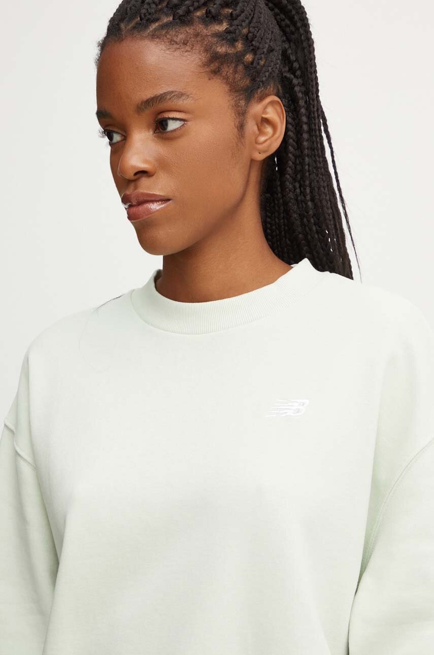 New Balance bluza femei, culoarea verde, neted, WT41508NUM
