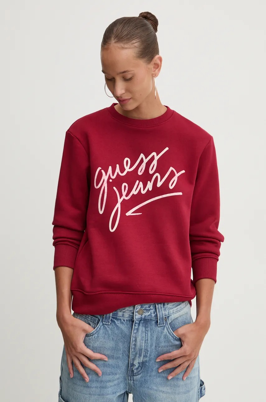 

Суичър Guess Jeans в червено с принт W4BQ17 KC811, Червен