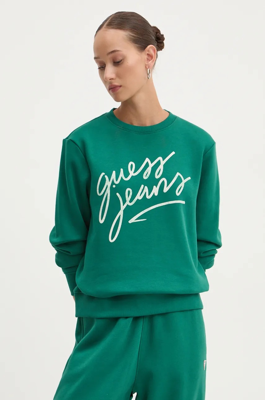 

Суичър Guess Jeans в зелено с принт W4BQ17 KC811, Зелен