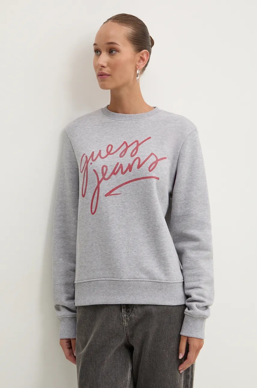 

Суичър Guess Jeans в сиво с принт W4BQ17 KC811, Сив