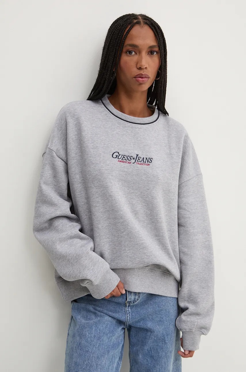

Суичър Guess Jeans в сиво с апликация W4BQ18 KC811, Сив